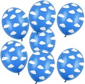 Thema feest ballonnen 24x stuks blauwe aarde/wolken/lucht 30 cm