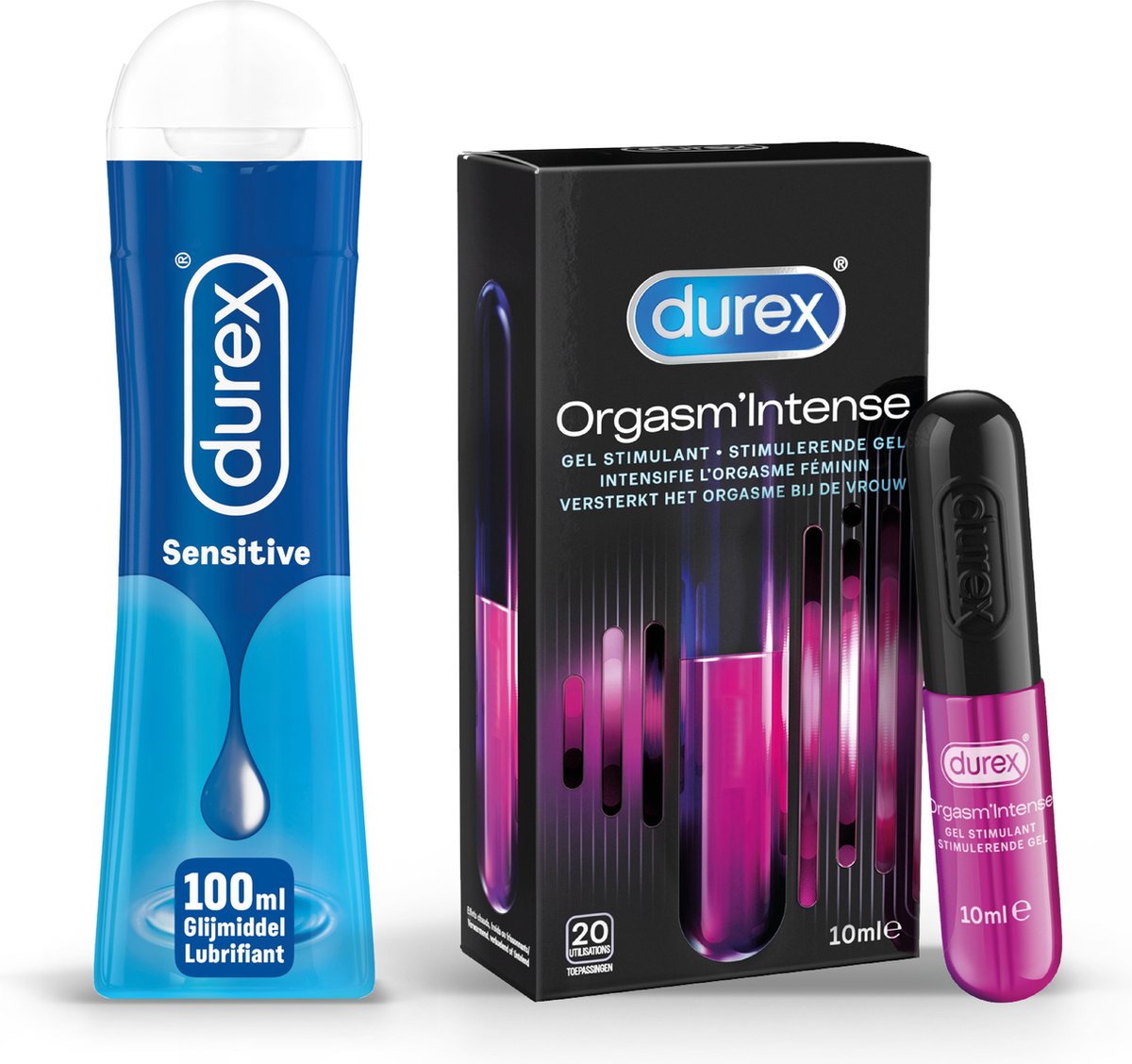 Goedkoopste Durex - 110ml Glijmiddel - Play Sensitive 1x100ml - Intense Orgasm 1x10ml - Voordeelverpakking