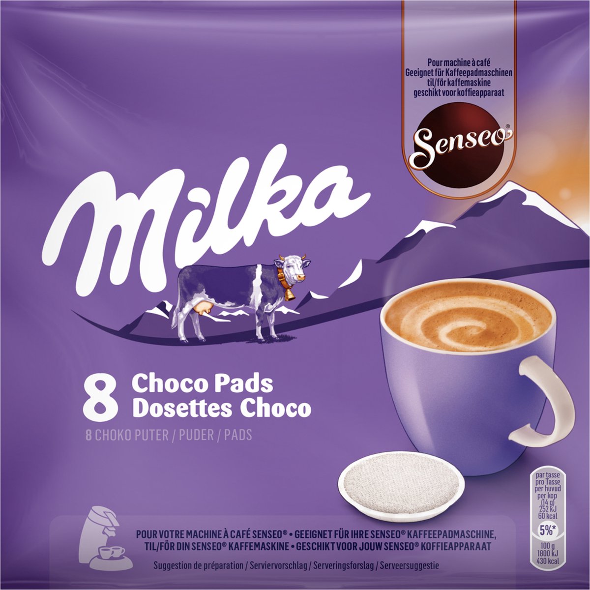 Senseo Milka Pads - 4 x 8 pads - chocolat chaud - pour votre machine Senseo®  | bol.com