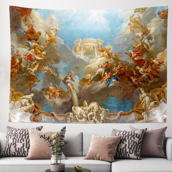 Ulticool - Fresco Historique Painting Canvas Ceiling Walls - Tapisserie - 200x150 cm - Groot Tapisserie - Affiche - Blauw Sépia