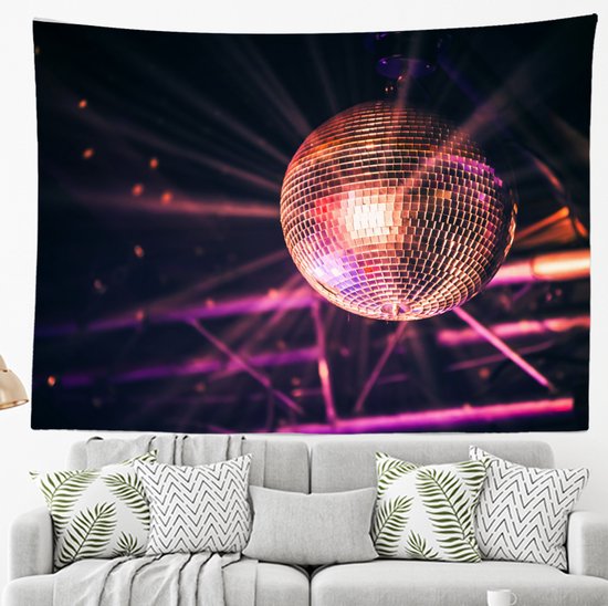 Ulticool - Tapisserie Discobol Discolamp Discoball Discolight - 200x150 cm - Groot tapisserie - Affiche - Argent Or Rose