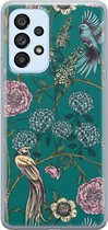 Hoesje geschikt voor Samsung Galaxy A33 - Vogels Japanse bloemen - Soft Case - TPU - Bloemen - Groen - Mooie Telefoonhoesjes