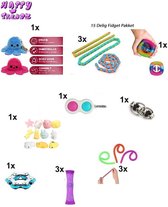 Happy Trendz® Fidget Toys Pakket - Set met 15 verschillende Fidget Toys: Wacky Tracks, Simple Dimple, Pop It Fidget, Flippy Chain, Monkey Noodles, Snapperz Rainbow,