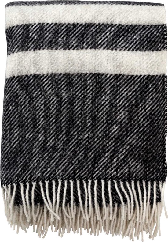 Klippan - wollen plaid - Gotland stripe -zwart- 130x180 cm