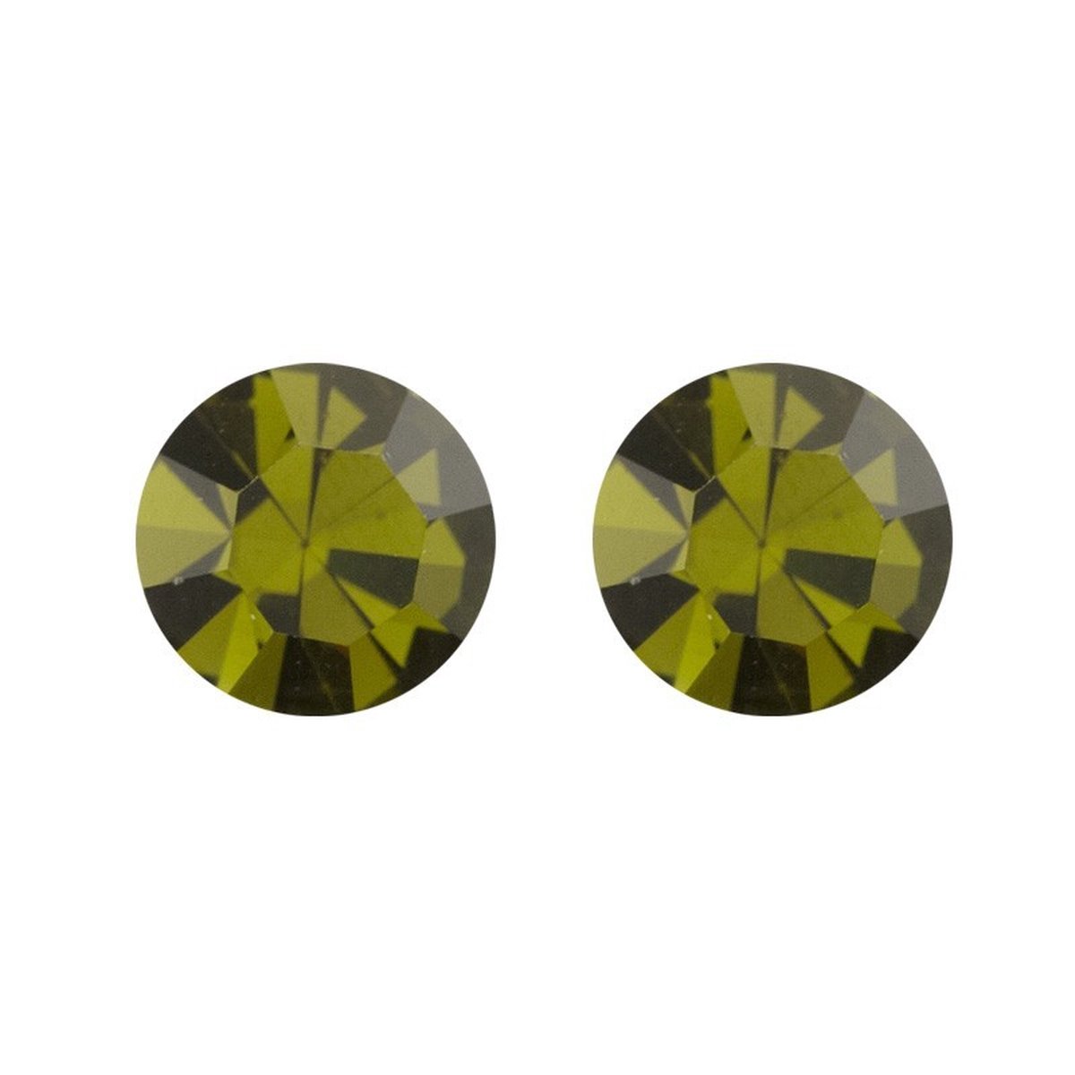 Zilveren oorknop, Lebowski kristal Olivine (3mm)