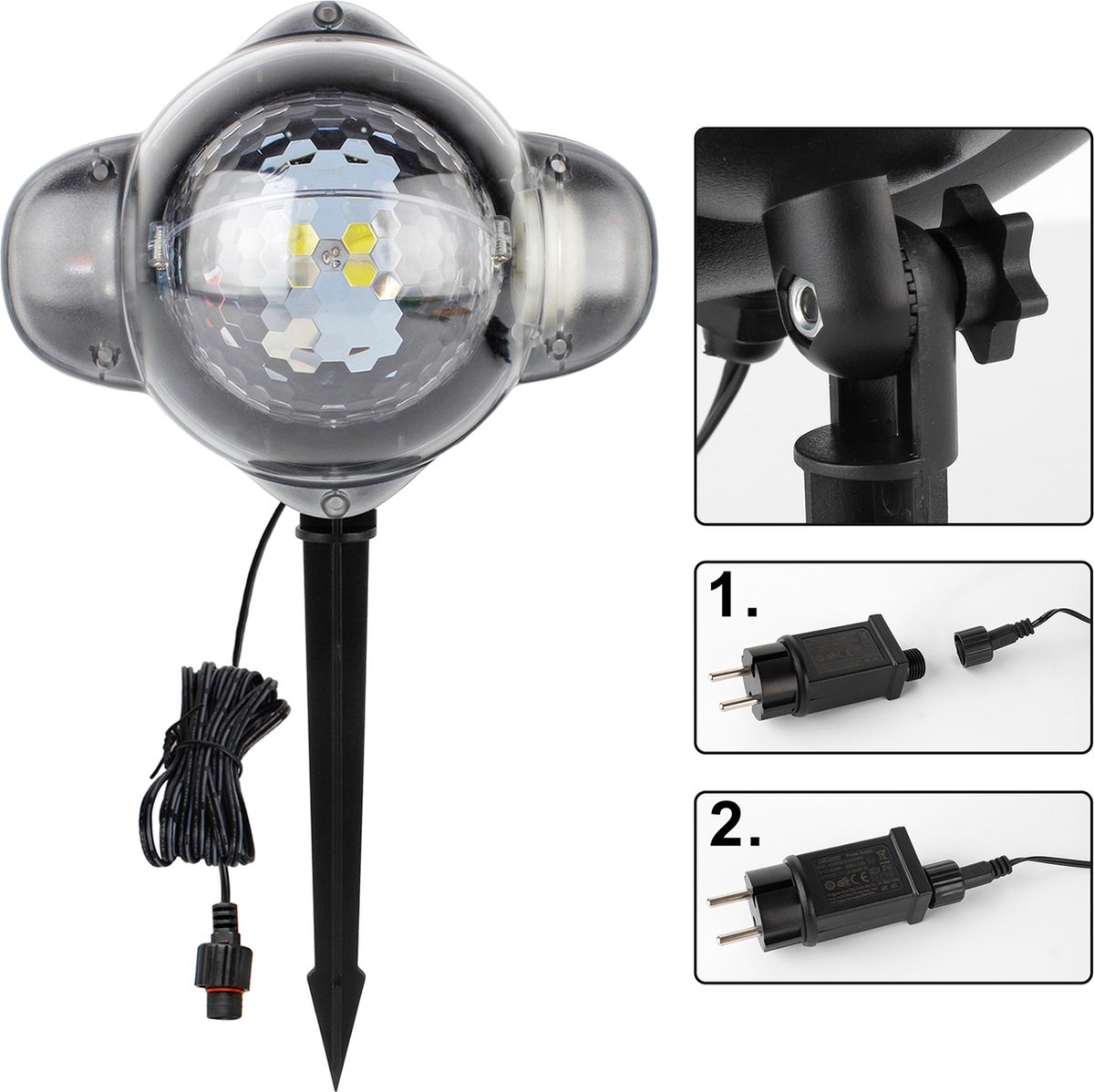 Kerst Projector Lights Outdoor, Indoor Outdoor Holiday Sneeuwvlok Projector Lights met Sneeuwstorm Effect, Helder Roterende Witte Sneeuw Vallende Lamp voor Xmas Party Tuin Landschapsdecoratie