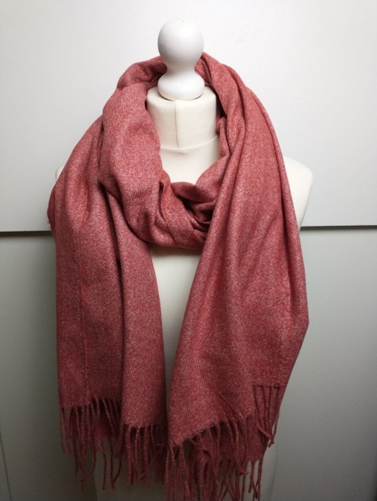 Lange dames winter sjaal Neva gemeleerd effen rood omslagdoek
