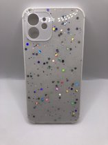 Glitter Anti Shock Hoesje met Camera Bescherming - Geschikt voor iPhone 12 - Wit