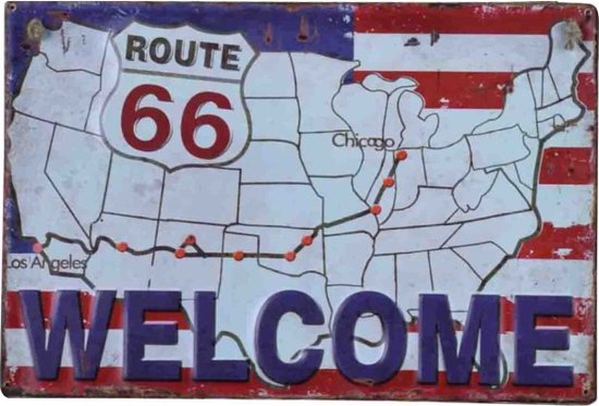 Wandbord - Welcome Route 66