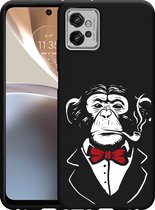 Motorola Moto G32 Hoesje Zwart Chimp Smoking - Designed by Cazy