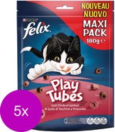 5x Felix Playtubes Kalkoen & Ham - Kattensnack - 180g