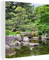 OneMillionCanvasses - Peinture sur Toile - Pont - Pierres - Water - Arbres - Japon - Impression sur Toile - 20x20 cm - Peintures sur Toile - Décoration murale - Salon