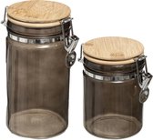 Pot de conservation - 5x pièces - verre noir - fermeture clip - 750 ml - 1 L