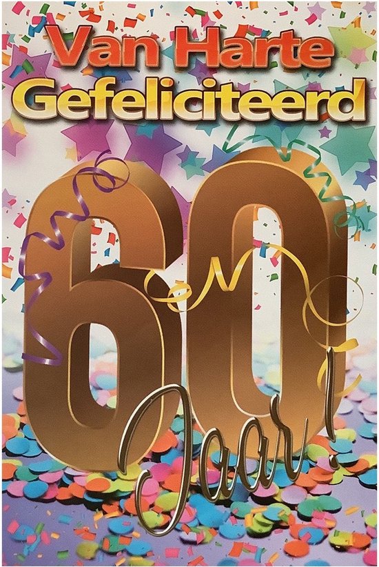Verjaardagskaart 60 Jaar - Wenskaart Verjaardag - Kaart 60 Jaar | bol.com