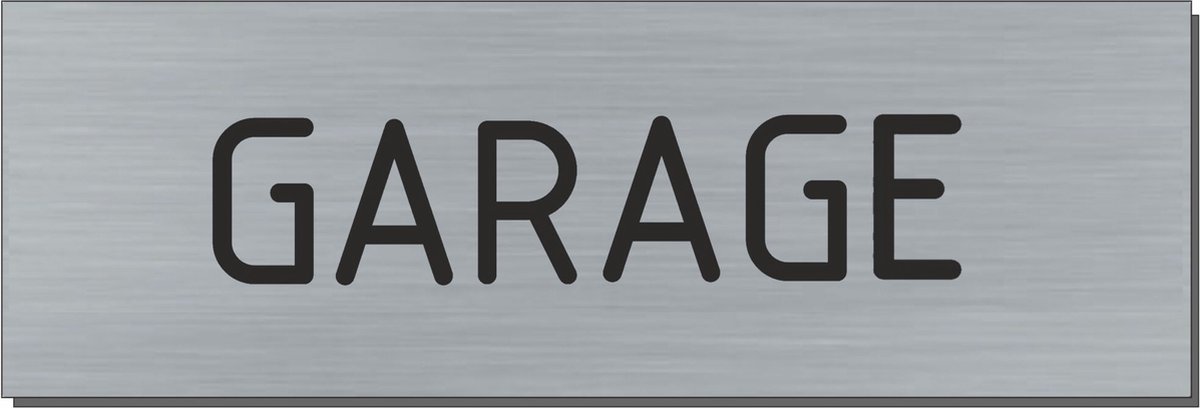 Doorsign - doorplate - deurbord - Garage - rectangle - stainless steel look - 5 x 15 cm