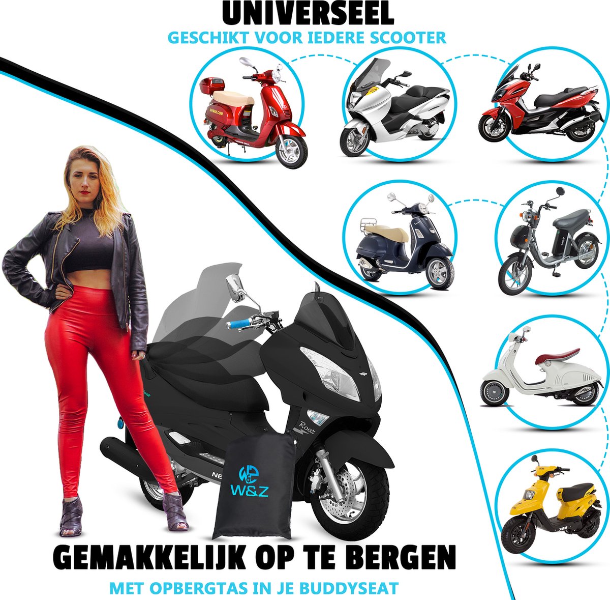 W&Z Scooter beenkleed - Universeel Beenkleed scootmobiel - Beenwarmer - Deken - Hoes - Scooter Accesoires - Waterdicht - Winddicht - Zwart – foto 6