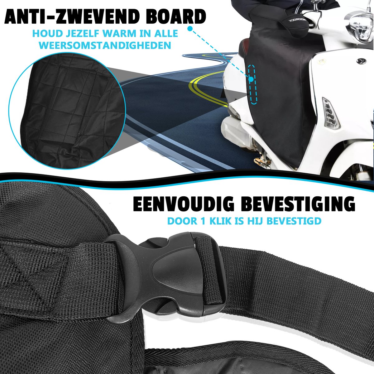 W&Z Scooter beenkleed - Universeel Beenkleed scootmobiel - Beenwarmer - Deken - Hoes - Scooter Accesoires - Waterdicht - Winddicht - Zwart – foto 2