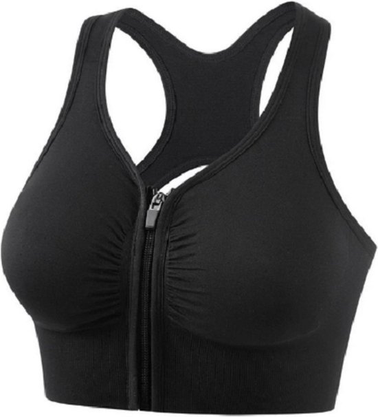 Soutien-gorge de sport avec fermeture à l'avant - Zwart - Petit