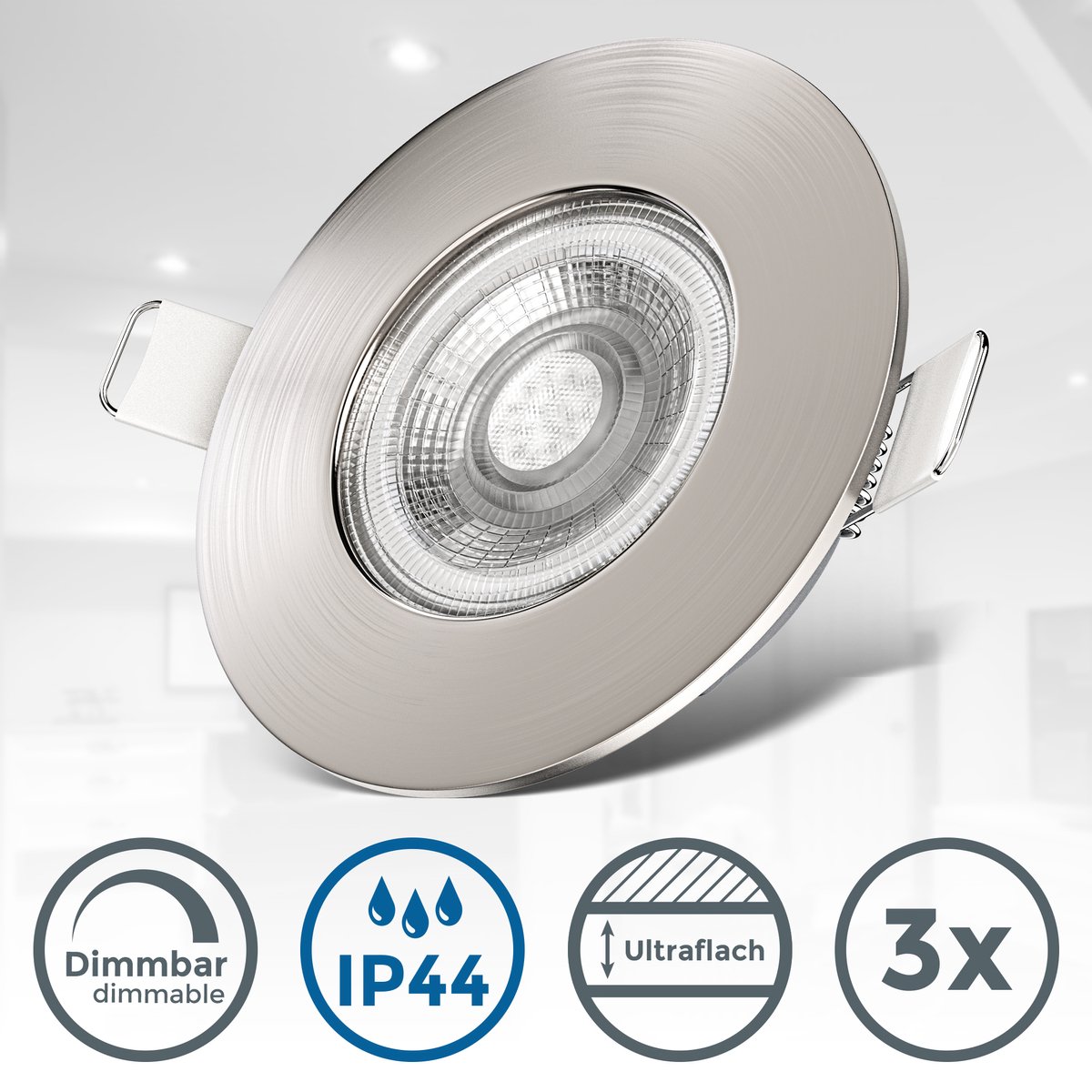 Lot De 6 Spots LED Encastrables HCFEI IP44 - Dimmables 5W Blanc Chaud Pour Salle De Bains