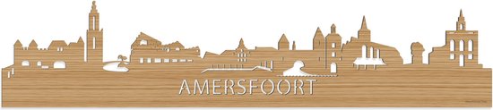Skyline Amersfoort Bamboe hout - 120 cm - Woondecoratie - Wanddecoratie - Meer steden beschikbaar - Woonkamer idee - City Art - Steden kunst - Cadeau voor hem - Cadeau voor haar - Jubileum - Trouwerij - WoodWideCities