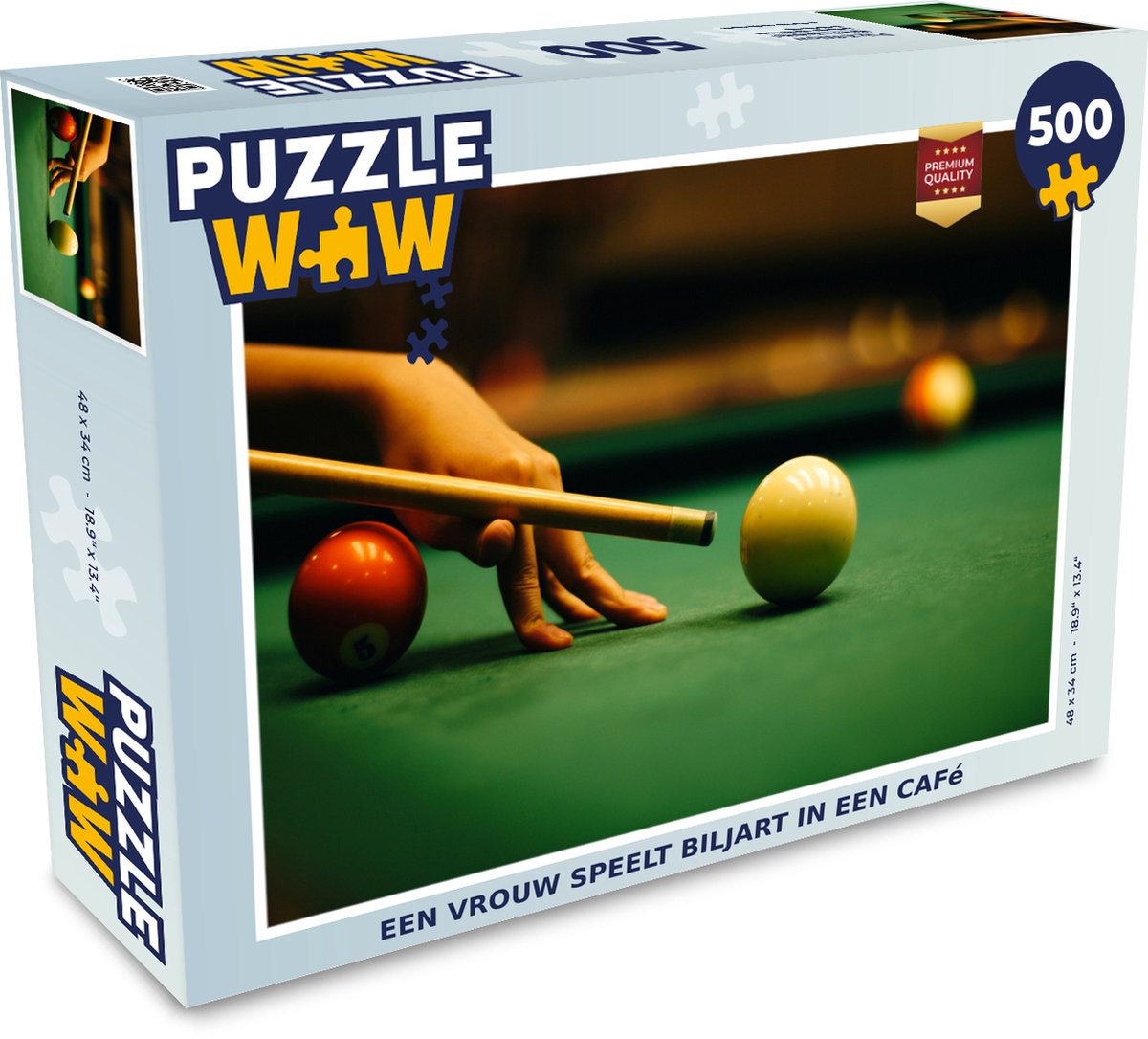 Puzzel Een vrouw speelt biljart in een café - Legpuzzel - Puzzel 500 stukjes