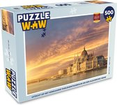 Puzzel Uitzicht op het Hongaarse parlementsgebouw en een kleurrijke hemel - Legpuzzel - Puzzel 500 stukjes