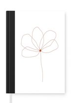 Notitieboek - Schrijfboek - Bloem - Line art - Natuur - Notitieboekje klein - A5 formaat - Schrijfblok