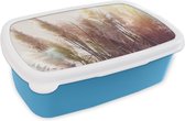 Broodtrommel Blauw - Lunchbox - Brooddoos - Stilleven - Kleuren - Riet - 18x12x6 cm - Kinderen - Jongen