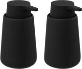 Five Zeeppompjes/zeepdispensers keramiek - 2x stuks - zwart - 250 ml
