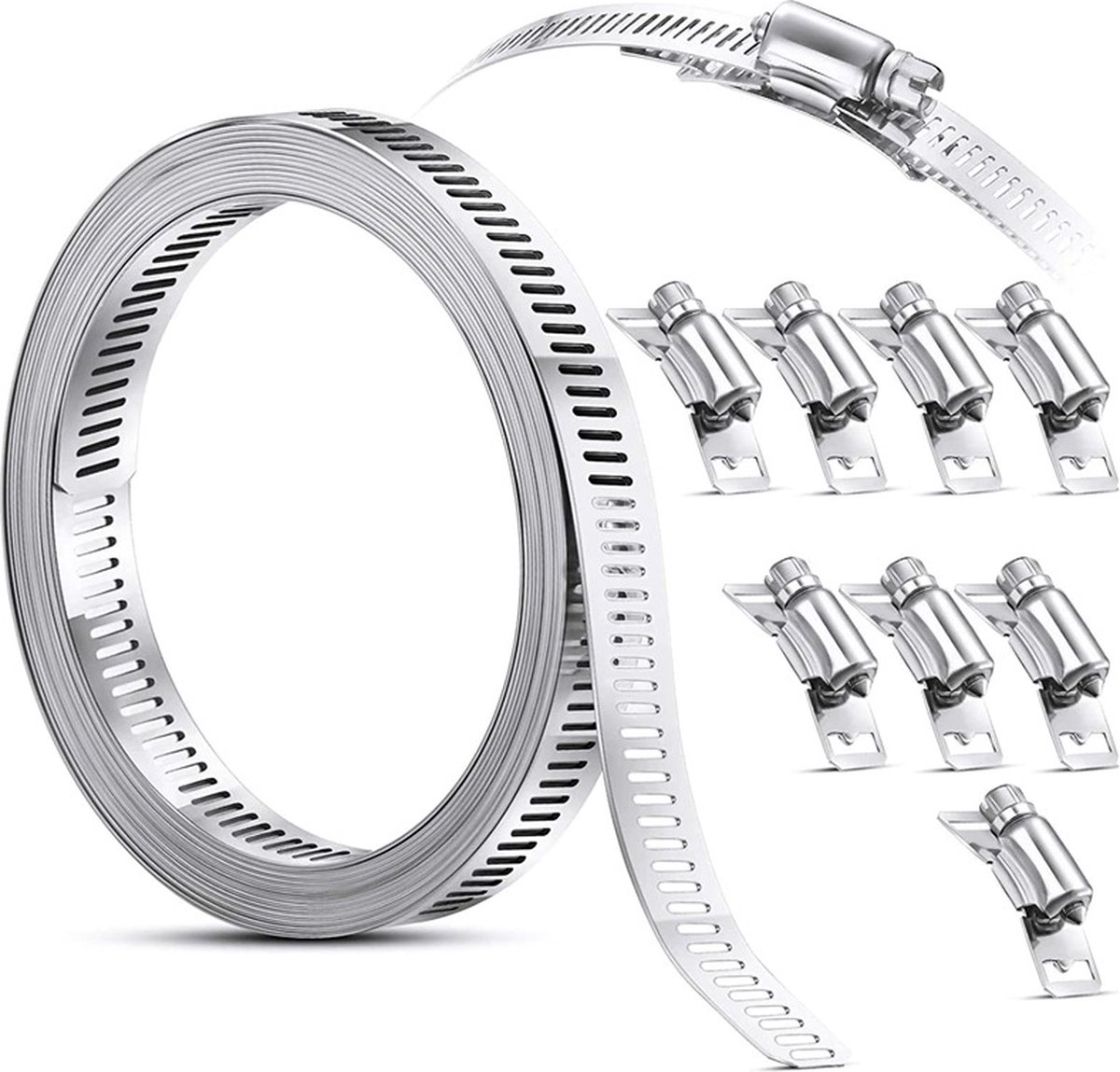 WiseGoods Premium Herstelbare Slangklem - Slang Klemmen - RVS Tool - Tools - Klussen - Buisklem - Buis Beugel - Beugels - 350cm