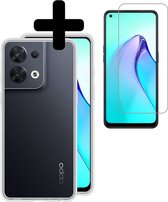 Hoesje Geschikt voor OPPO Reno 8 Hoesje Siliconen Case Met Screenprotector - Hoes Geschikt voor OPPO Reno 8 Hoes Siliconen - Transparant