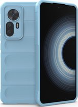 Mobigear Hoesje geschikt voor Xiaomi 12T Telefoonhoesje Flexibel TPU | Mobigear Bumpy Backcover | 12T Case | Back Cover - Blauw
