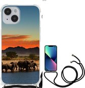 Bumper Hoesje Geschikt voor iPhone 14 Telefoonhoesje met doorzichtige rand Olifanten