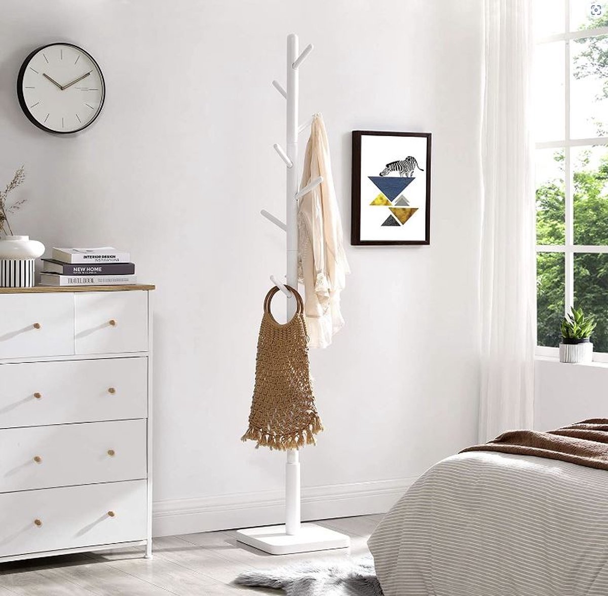 MIRA Home - Kapstok - Kledinghanger - Wit - Hout - 30x30x175cm: 3.9kg