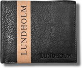 Lundholm leren portemonnee heren zwart topkwaliteit leer, compact model - portefeuille heren RFID anti-skim - compact, dun formaat - cadeau voor man verjaardag | Lundholm Iggesund serie