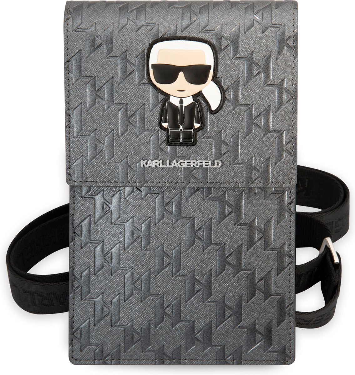 Karl Lagerfeld Universal phone pouch - Monogram - Zilver