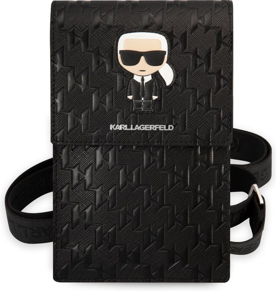 Karl Lagerfeld Universal phone pouch Monogram Zwart