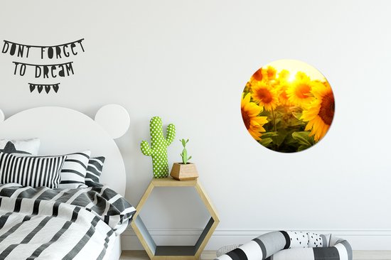 WallCircle - Papier peint cercle - Tournesol - Jaune - Bloem - ⌀ 30 cm - Papier peint autocollant - Papier peint cercle - Papier peint cercle autocollant - Papier peint rond - Salon