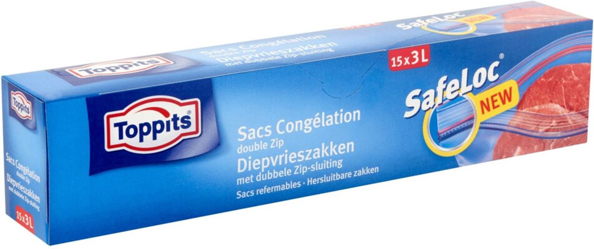 Toppits Safeloc Zipper-Gefrierbeutel 1 Liter 20, Lebensmittelverpackung...