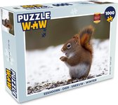 Puzzel Eekhoorn - Dier - Sneeuw - Winter - Legpuzzel - Puzzel 1000 stukjes volwassenen - Kerst - Cadeau - Kerstcadeau voor mannen, vrouwen en kinderen