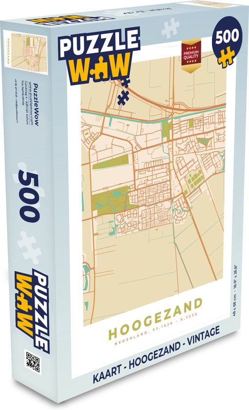 Puzzle Carte - Hoogezand - Vintage - Puzzle - Puzzle 500 pièces