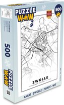 Puzzel Kaart - Zwolle - Zwart - Wit - Legpuzzel - Puzzel 500 stukjes