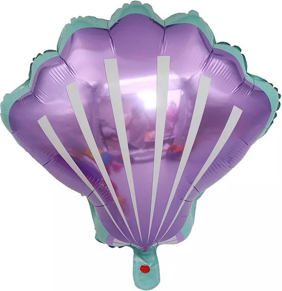 Folie Ballon Zeemeermin Schelpen- 2 delig- Paars- Schelp- Feestje- Verjaardag- Themafeest