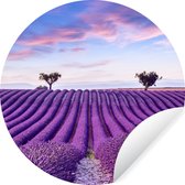 Behangcirkel - Zelfklevend behang - Lavendel - Bomen - Bloemen - Paars - Behang rond - Muurdecoratie rond - 80x80 cm - Slaapkamer - Behangcirkel bloemen - Behangcirkel zelfklevend