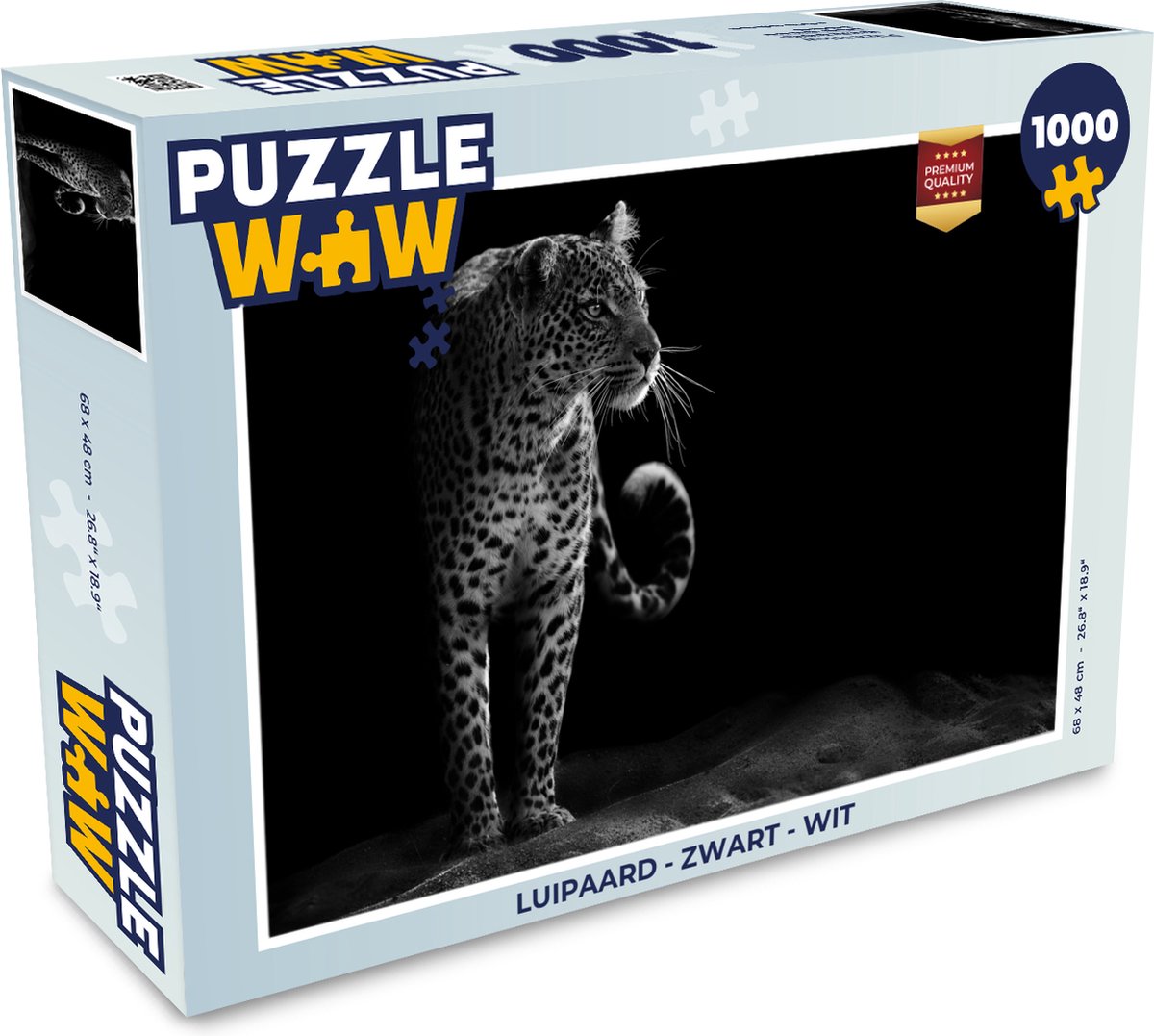Puzzel Luipaard - Zwart - Wit - Legpuzzel - Puzzel 1000 stukjes volwassenen