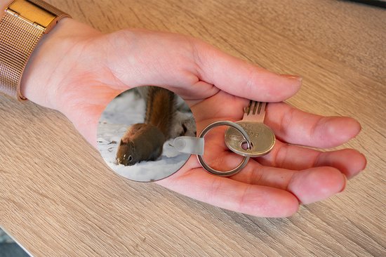 Porte-clés - Écureuil - Loup - Neige - Hiver - Plastique - Rond - Distribuer des cadeaux