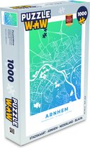 Puzzel Stadskaart - Arnhem - Nederland - Blauw - Legpuzzel - Puzzel 1000 stukjes volwassenen - Plattegrond