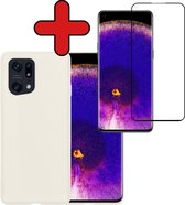 Hoesje Geschikt voor OPPO Find X5 Hoesje Siliconen Case Hoes Met Screenprotector - Hoes Geschikt voor OPPO X5 Hoes Cover Case - Wit