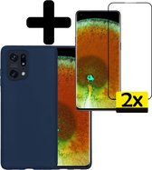 Hoesje Geschikt voor OPPO Find X5 Pro Hoesje Siliconen Case Met 2x Screenprotector - Hoes Geschikt voor OPPO X5 Pro Hoes Siliconen - Donkerblauw.