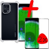 Hoes Geschikt voor OPPO Find X5 Pro Hoesje Shock Proof Case Hoes Siliconen Met 2x Screenprotector - Hoesje Geschikt voor OPPO X5 Pro Hoes Cover Shockproof - Transparant